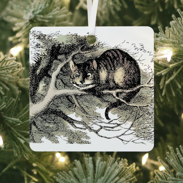 Cheshire Cat Alice Wonderland Classic Metal Ornament (Insitu)