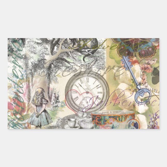 Cheshire Cat Alice Wonderland Classic Rectangular Sticker (Front)