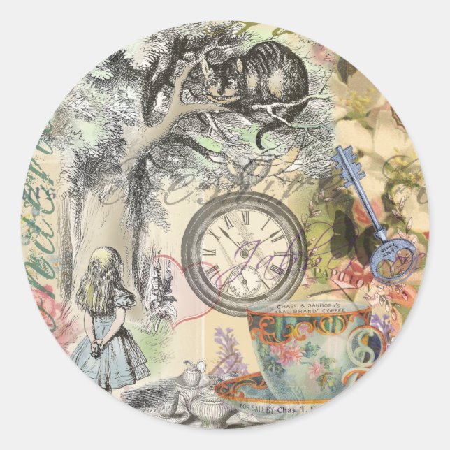 Cheshire Cat Alice Wonderland Classic Round Sticker (Front)