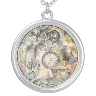 Cheshire Cat Alice Wonderland Classic Silver Plated Necklace