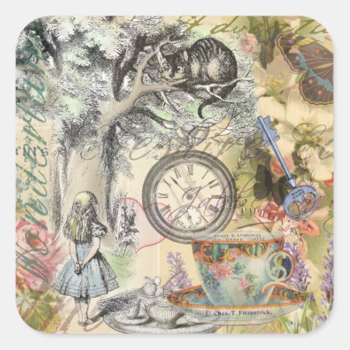 Cheshire Cat Alice Wonderland Classic Square Sticker