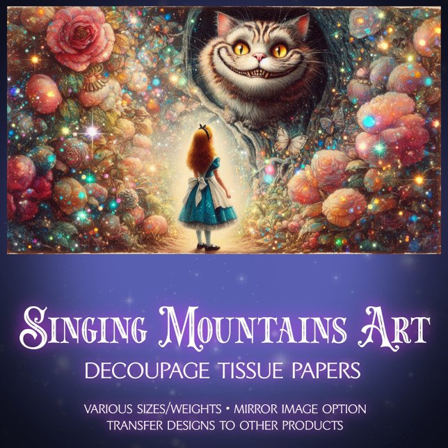 Cheshire Cat and Alice Forest Talk Decoupage Tissue Paper (Creator Uploaded)