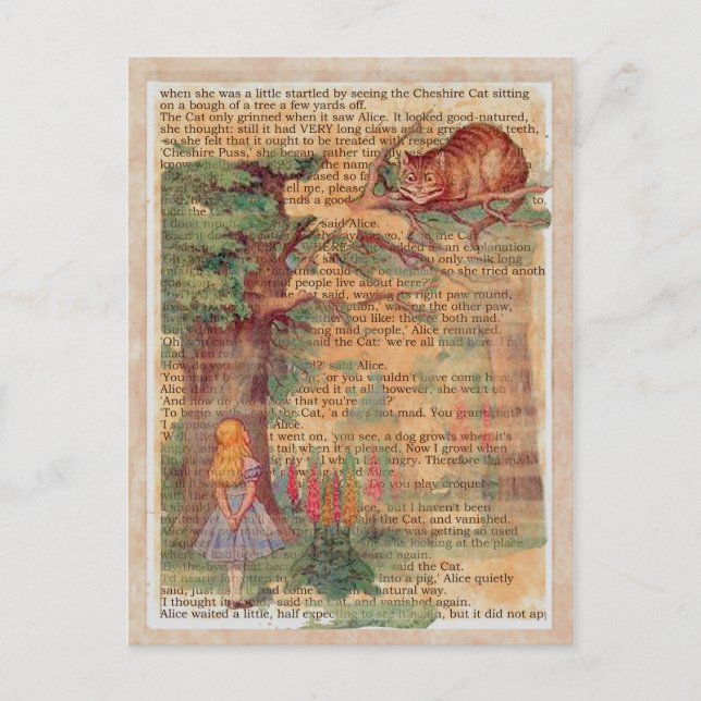 Cheshire cat and Alice Postcard (Front)