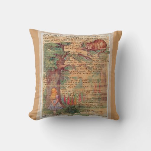 Cheshire cat and Alice Throw Pillow