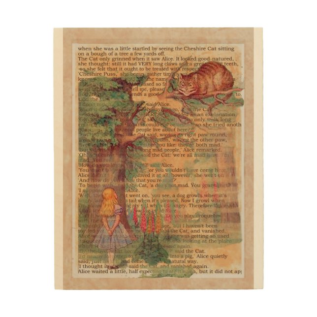 Cheshire cat and Alice Wood Wall Decor (Front)