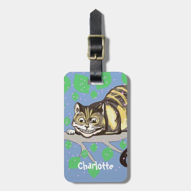 Cheshire Cat based on Tenniel Luggage Tag (Front Vertical)