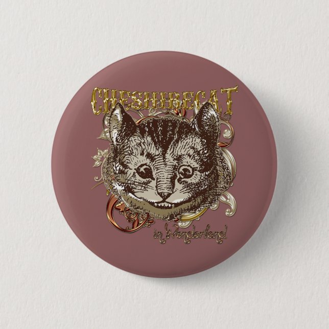 Cheshire Cat Carnivale Style (Gold Version) Button (Front)