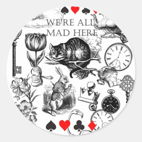 cheshire cat classic alice in wonderland art classic round sticker