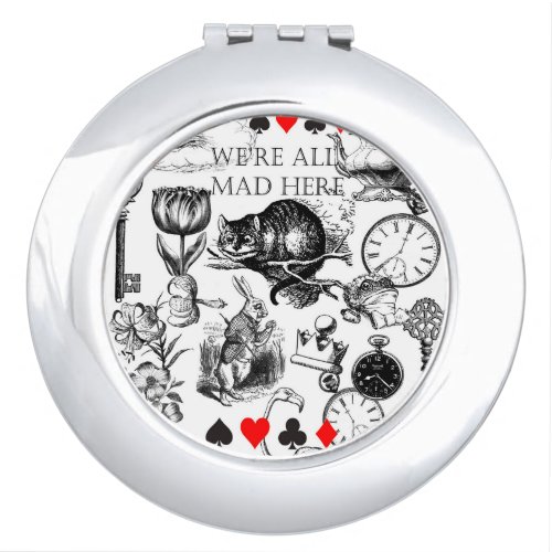 cheshire cat classic alice in wonderland art compact mirror