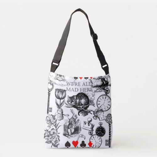 cheshire cat classic alice in wonderland art crossbody bag