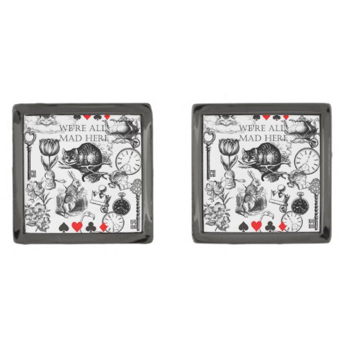 cheshire cat classic alice in wonderland art cufflinks