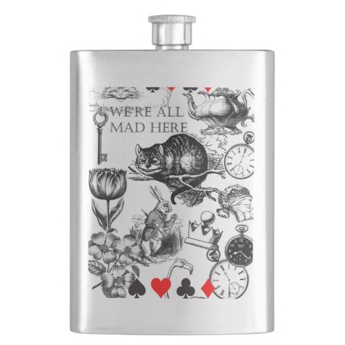 cheshire cat classic alice in wonderland art flask