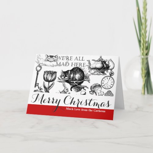 cheshire cat classic alice in wonderland art holiday card