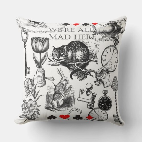 cheshire cat classic alice in wonderland art outdoor pillow