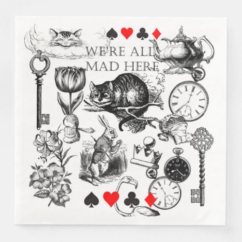 cheshire cat classic alice in wonderland art paper dinner napkins