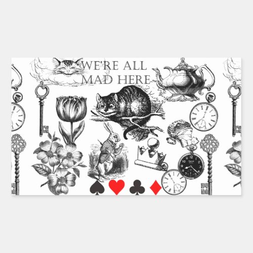 cheshire cat classic alice in wonderland art rectangular sticker