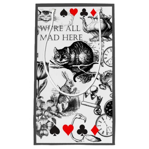 cheshire cat classic alice in wonderland art small gift bag