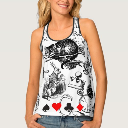 cheshire cat classic alice in wonderland art tank top