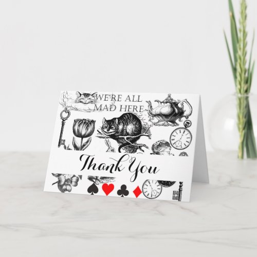 cheshire cat classic alice in wonderland art thank you card