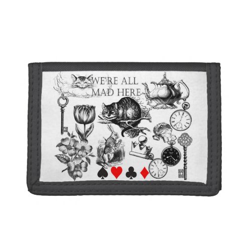 cheshire cat classic alice in wonderland art trifold wallet