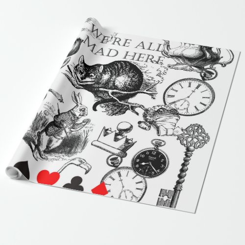 cheshire cat classic alice in wonderland art wrapping paper