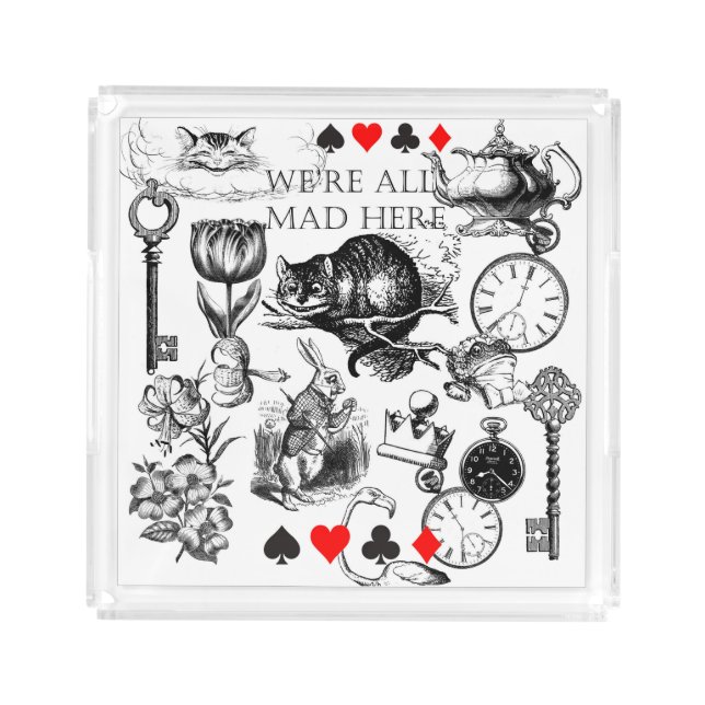 Cheshire Cat classic alice in wonderland mad Acrylic Tray (Front)