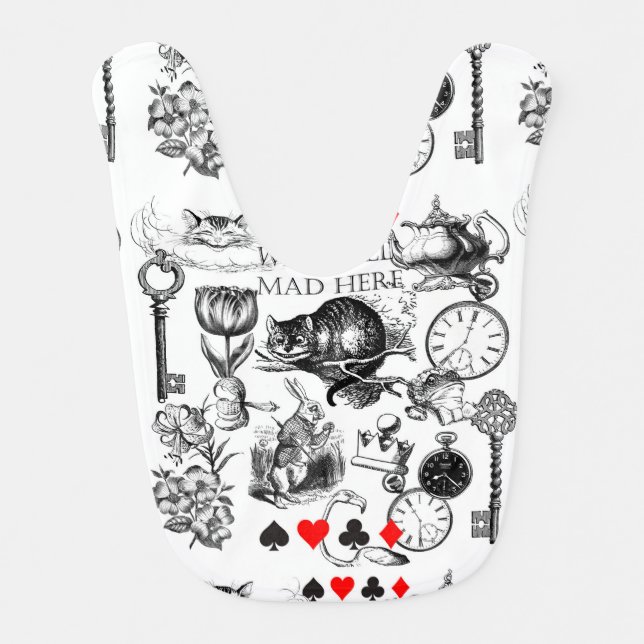 Cheshire Cat classic alice in wonderland mad Baby Bib (Front)