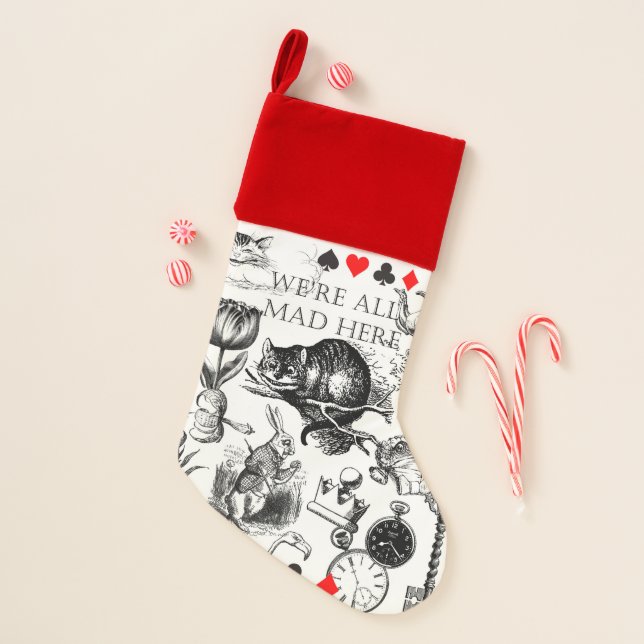 Cheshire Cat classic alice in wonderland mad Christmas Stocking (Front)