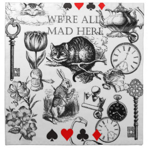 Cheshire Cat classic alice in wonderland mad Cloth Napkin