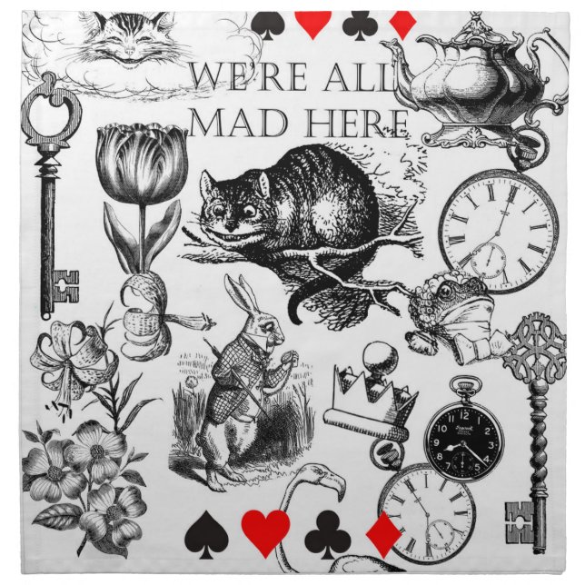 Cheshire Cat classic alice in wonderland mad Cloth Napkin (Front)