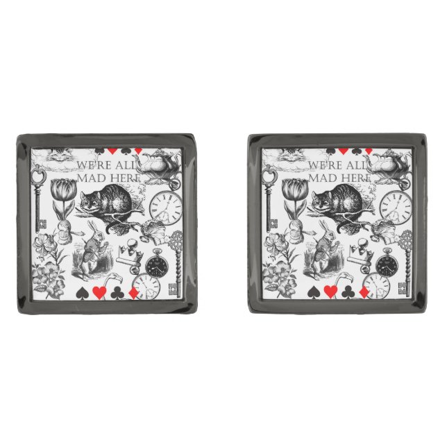 Cheshire Cat classic alice in wonderland mad Cufflinks (Front)