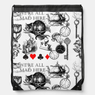 Cheshire Cat classic alice in wonderland mad Drawstring Bag