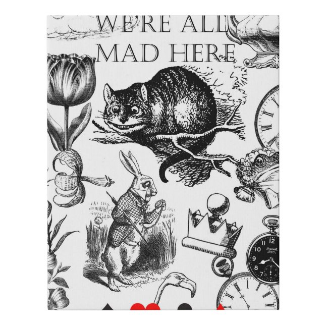Cheshire Cat classic alice in wonderland mad Faux Canvas Print (Front)