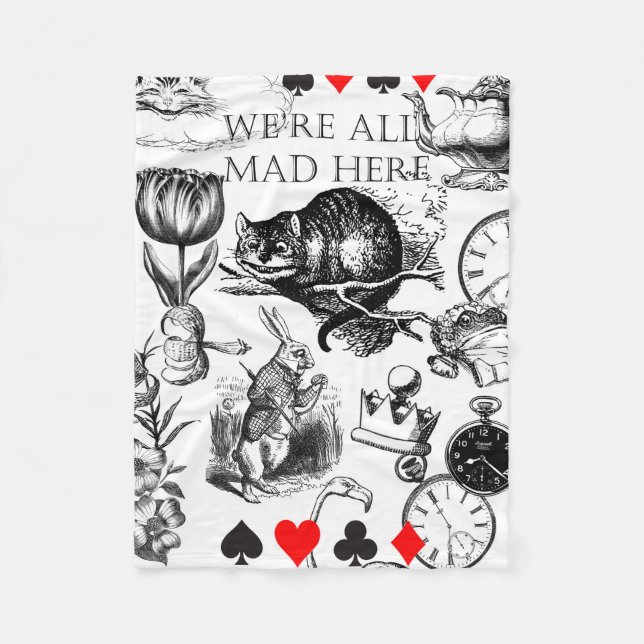 Cheshire Cat classic alice in wonderland mad Fleece Blanket (Front)