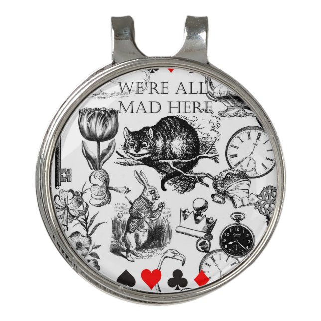 Cheshire Cat classic alice in wonderland mad Golf Hat Clip (Front)
