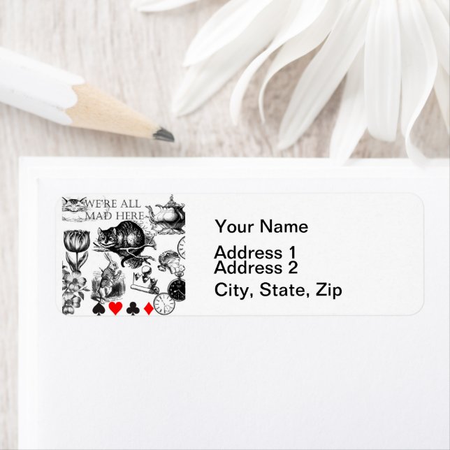 Cheshire Cat classic alice in wonderland mad Label (Insitu)