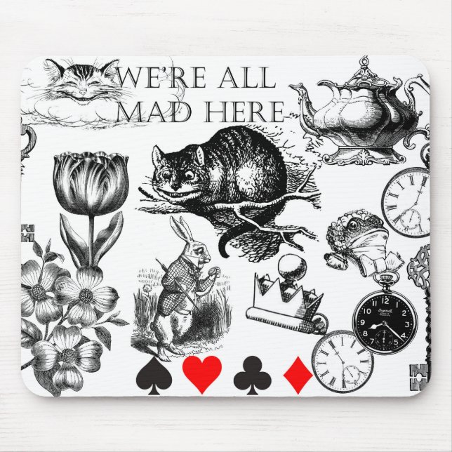 Cheshire Cat classic alice in wonderland mad Mouse Pad (Front)