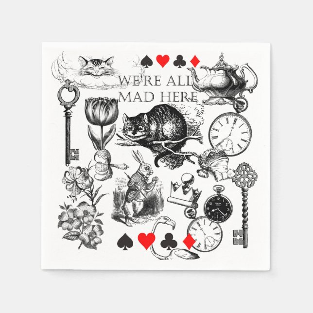 Cheshire Cat classic alice in wonderland mad Napkins (Front)