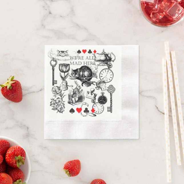 Cheshire Cat classic alice in wonderland mad Napkins (Insitu)