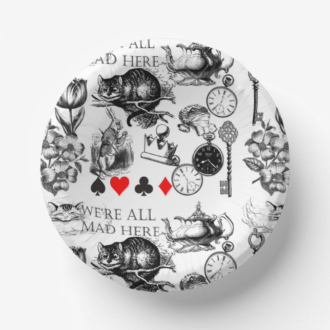 Cheshire Cat classic alice in wonderland mad Paper Bowls (Front)