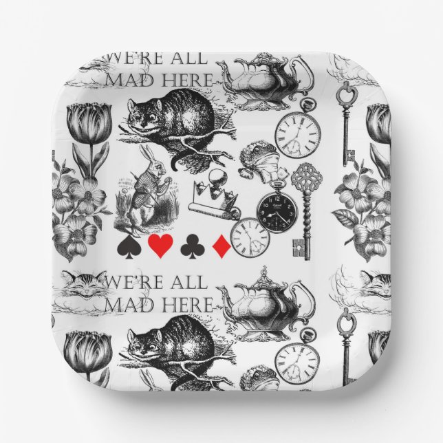 Cheshire Cat classic alice in wonderland mad Paper Plates (Front)