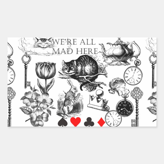 Cheshire Cat classic alice in wonderland mad Rectangular Sticker (Front)