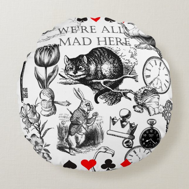 Cheshire Cat classic alice in wonderland mad Round Pillow (Front)