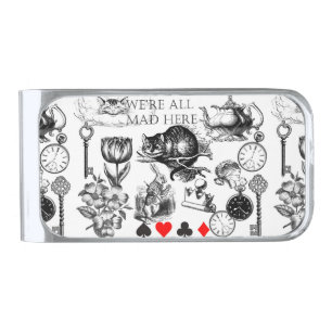 Cheshire Cat classic alice in wonderland mad Silver Finish Money Clip
