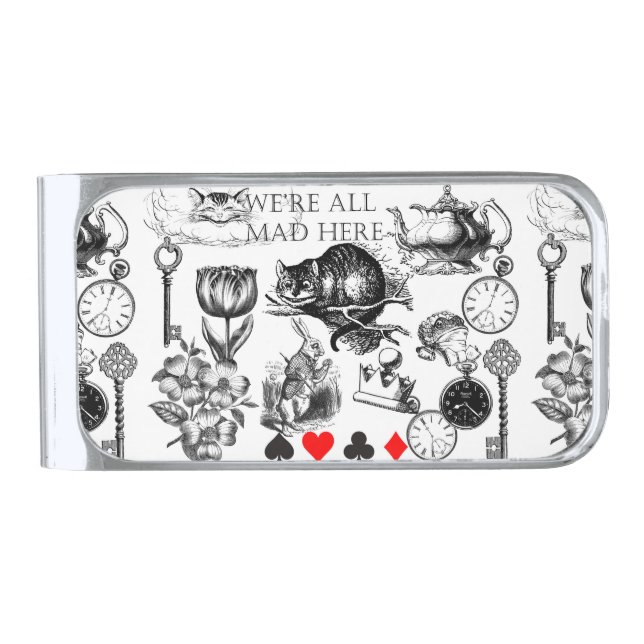 Cheshire Cat classic alice in wonderland mad Silver Finish Money Clip (Front)