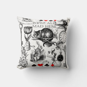 Cheshire Cat classic alice in wonderland mad Throw Pillow