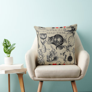 Cheshire Cat classic alice in wonderland mad Throw Pillow