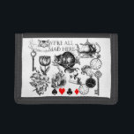 Cheshire Cat classic alice in wonderland mad Trifold Wallet<br><div class="desc">The Cheshire cat is one of the most endearing and memorable of the Alice's Adventures in Wonderland characters. This collage of Alice features the Cheshire cat,  wonderland creatures,  and we're all mad here!</div>