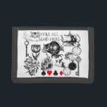 Cheshire Cat classic alice in wonderland mad Trifold Wallet<br><div class="desc">The Cheshire cat is one of the most endearing and memorable of the Alice's Adventures in Wonderland characters. This collage of Alice features the Cheshire cat,  wonderland creatures,  and we're all mad here!</div>
