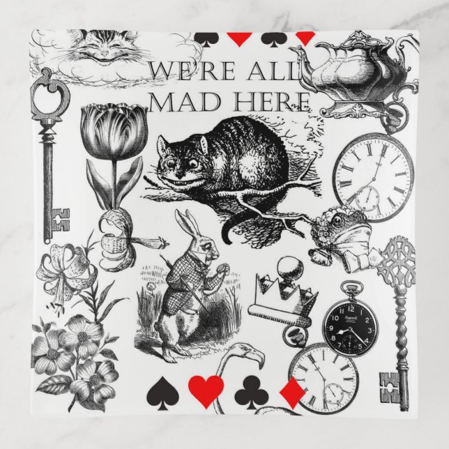 Cheshire Cat classic alice in wonderland mad Trinket Tray (Front)